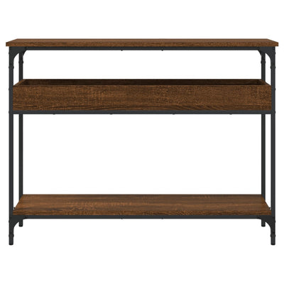 Konsolipöytä hyllyllä ruskea tammi 100x29x75 cm tekninen puu