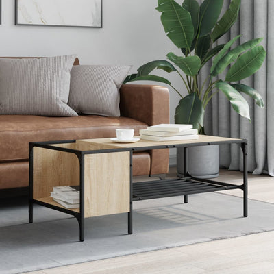 Sohvapöytä telineellä Sonoma-tammi 100x51x40 cm tekninen puu