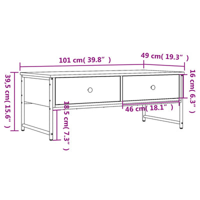 Sohvapöytä ruskea tammi 101x49x39,5 cm tekninen puu