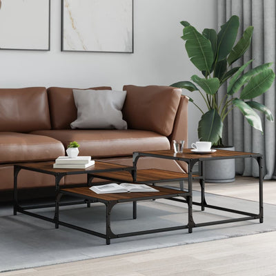 Sohvapöytä ruskea tammi 107x107x40 cm tekninen puu