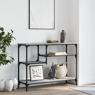 Konsolipöytä hyllyillä harmaa Sonoma 100x35x75 cm