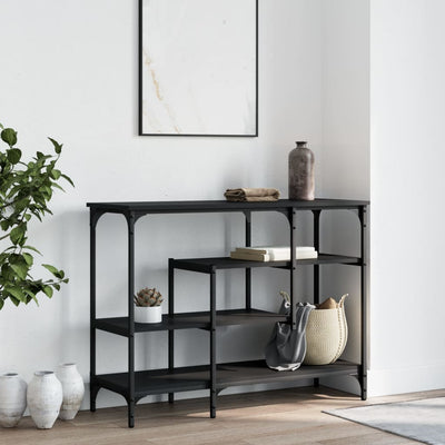 Konsolipöytä hyllyillä musta 100x35x75 cm