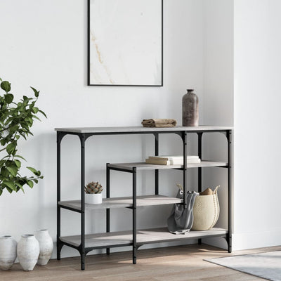 Konsolipöytä hyllyillä harmaa Sonoma 100x35x75 cm