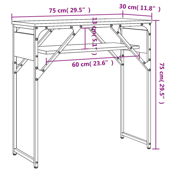 Konsolipöytä hyllyllä musta 75x30x75 cm tekninen puu