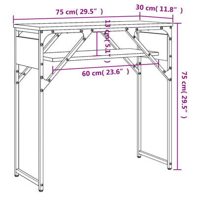 Konsolipöytä hyllyllä musta 75x30x75 cm tekninen puu