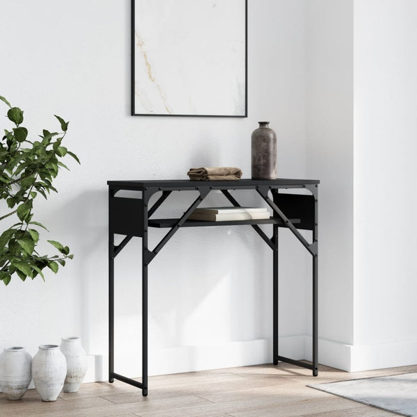 Konsolipöytä hyllyllä musta 75x30x75 cm tekninen puu