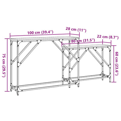 Sarjakonsolipöydät Susie (2 kpl savutammi puinen)