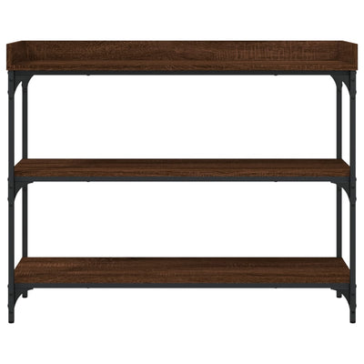 Konsolipöytä hyllyillä ruskea tammi 100x30x80 cm