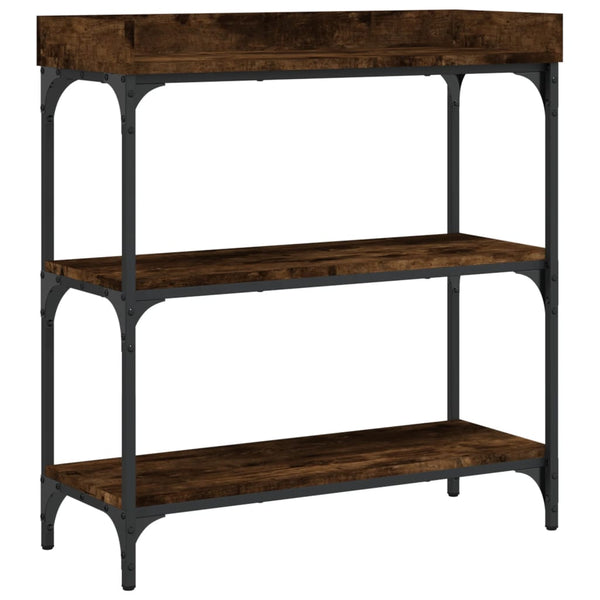 Konsolipöytä hyllyillä savutammi 75x30x80 cm