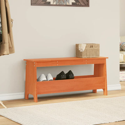 Eteisen penkki vahanruskea 100x28x45 cm täysi mänty