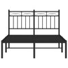 Musta metallinen sängynrunko päädyllä Atlas 120x200cm