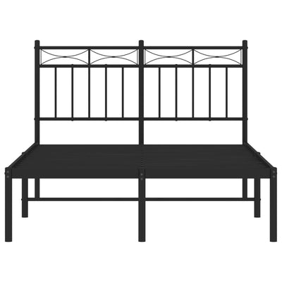 Musta metallinen sängynrunko päädyllä Atlas 120x200cm