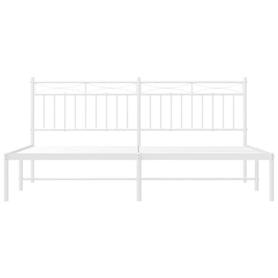 Valkoinen metallinen sängynrunko päädyllä Atlas 183x213cm
