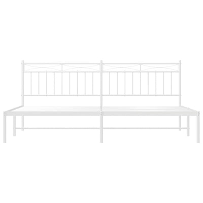 Valkoinen metallinen sängynrunko päädyllä Atlas 200x200cm