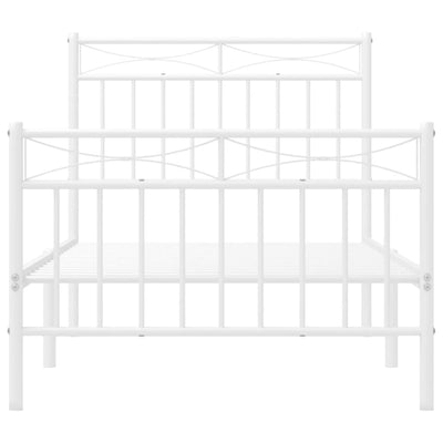 Valkoinen metallinen sängynrunko päädyillä Atlas 90x190cm