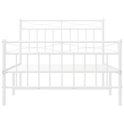 Valkoinen metallinen sängynrunko päädyillä Atlas 107x203cm