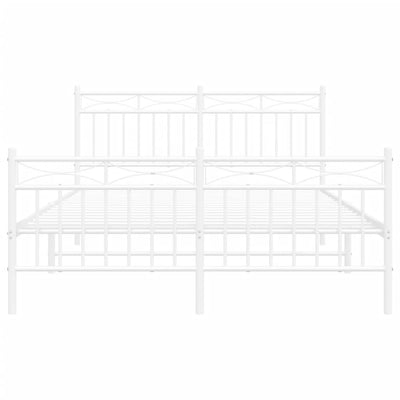 Valkoinen metallinen sängynrunko päädyillä Atlas 140x190cm