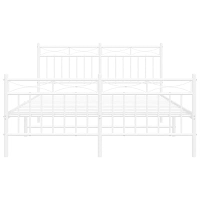 Valkoinen metallinen sängynrunko päädyillä Atlas 140x200cm