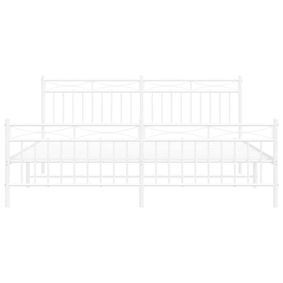 Valkoinen metallinen sängynrunko päädyillä Atlas 183x213cm