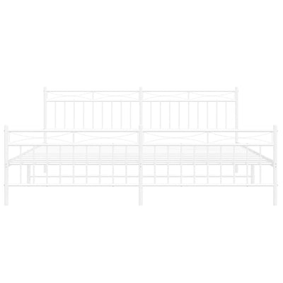 Valkoinen metallinen sängynrunko päädyillä Atlas 193x203cm