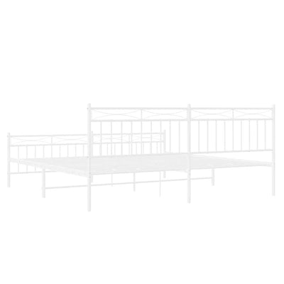 Valkoinen metallinen sängynrunko päädyillä Atlas 193x203cm