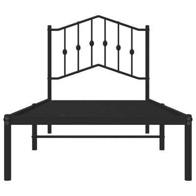 Musta metallinen sängynrunko päädyllä Pichen 80x200cm