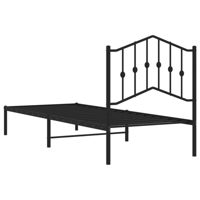 Metallinen sängynrunko päädyllä musta 80x200 cm