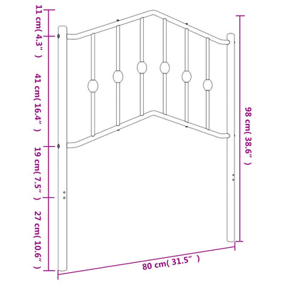 Metallinen sängynpääty musta 75 cm