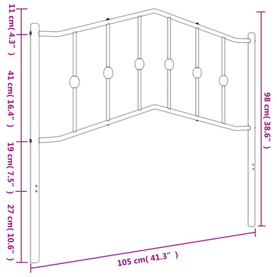 Metallinen sängynpääty musta 100 cm