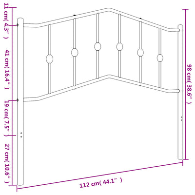 Metallinen sängynpääty musta 107 cm
