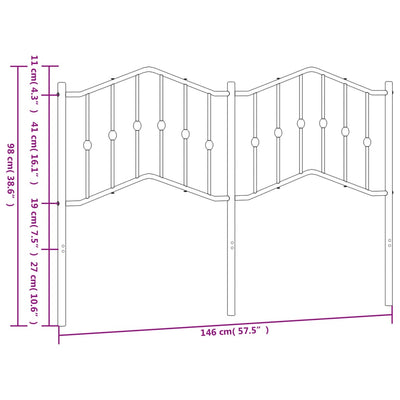 Metallinen sängynpääty musta 140 cm