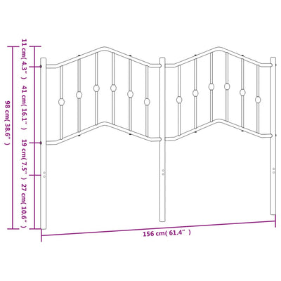 Metallinen sängynpääty musta 150 cm
