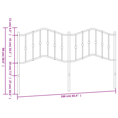 Metallinen sängynpääty musta 160 cm