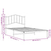 Valkoinen metallinen sängynrunko päädyllä Pichen 100x200cm