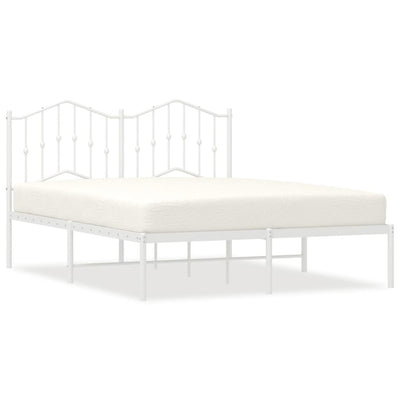 Valkoinen metallinen sängynrunko päädyllä Pichen 140x190cm