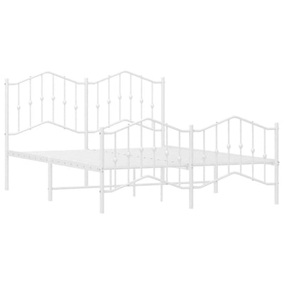 Valkoinen metallinen sängynrunko päädyillä Pichen 135x190cm