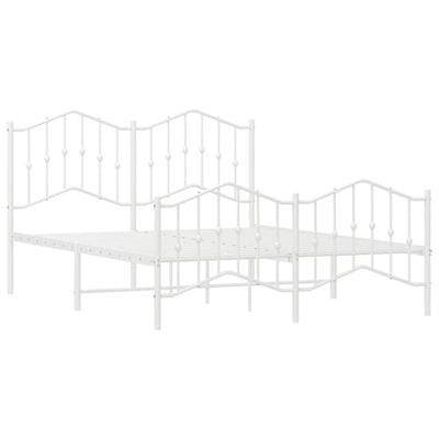 Valkoinen metallinen sängynrunko päädyillä Pichen 140x190cm