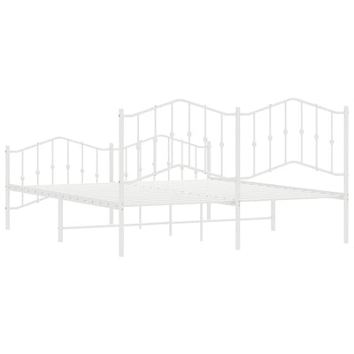 Valkoinen metallinen sängynrunko päädyillä Pichen 183x213cm