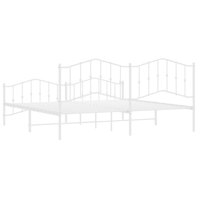 Valkoinen metallinen sängynrunko päädyillä Pichen 193x203cm