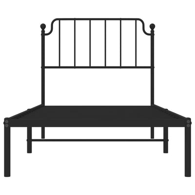 Musta metallinen sängynrunko päädyllä Siegfried 90x200cm
