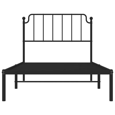 Musta metallinen sängynrunko päädyllä Siegfried 100x200cm