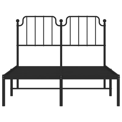 Musta metallinen sängynrunko päädyllä Siegfried 120x200cm