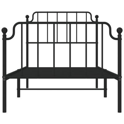 Musta metallinen sängynrunko päädyillä Siegfried 90x200cm