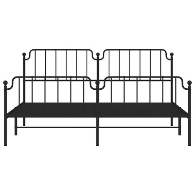 Musta metallinen sängynrunko päädyillä Siegfried 193x203cm