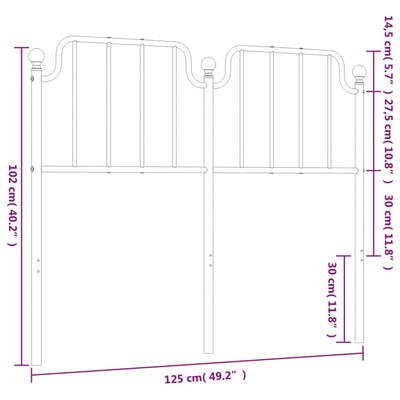 Metallinen sängynpääty musta 120 cm
