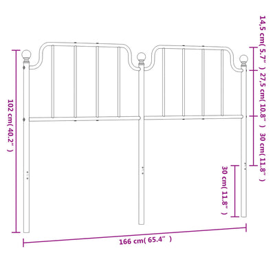Metallinen sängynpääty musta 160 cm