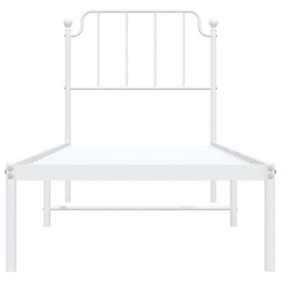 Valkoinen metallinen sängynrunko päädyllä Siegfried 80x200cm