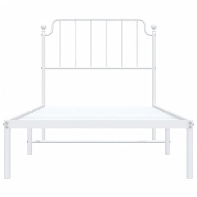 Valkoinen metallinen sängynrunko päädyllä Siegfried 90x200cm