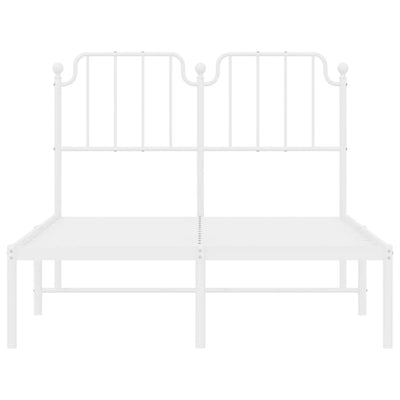 Valkoinen metallinen sängynrunko päädyllä Siegfried 120x200cm