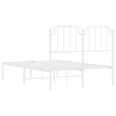 Valkoinen metallinen sängynrunko päädyllä Siegfried 120x200cm